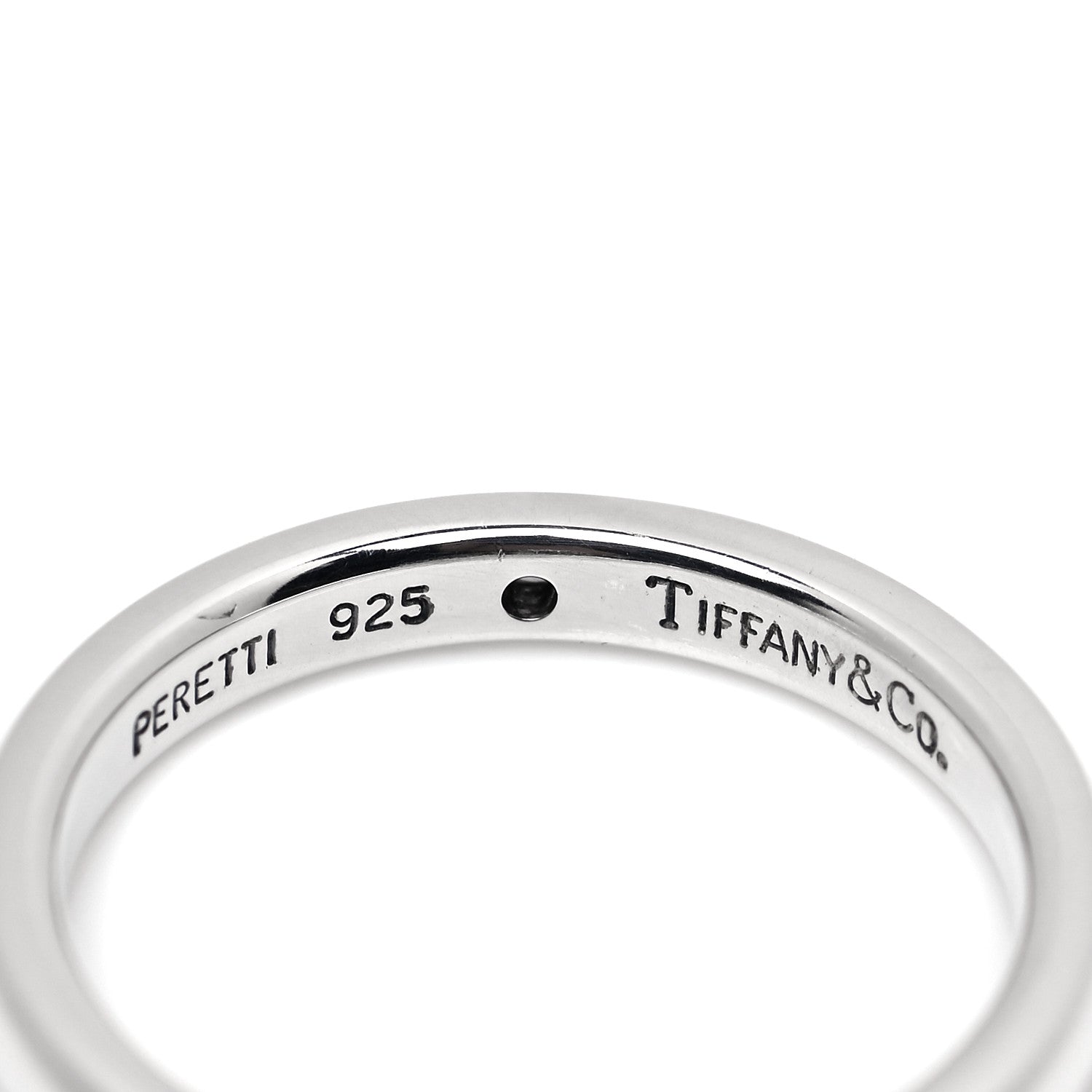 Tiffany Sterling Silver Diamond Elsa Peretti Band Ring 50 5.5 4 of 4