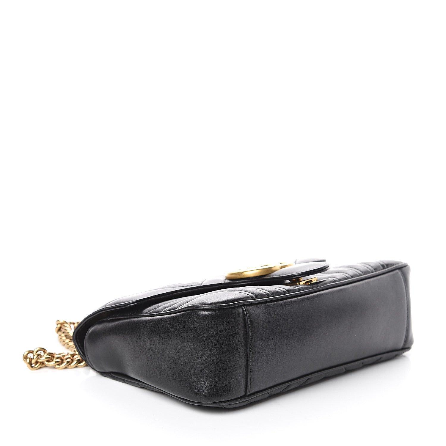 Gucci Calfskin Matelasse Small GG Marmont Shoulder Bag Black 3 of 8
