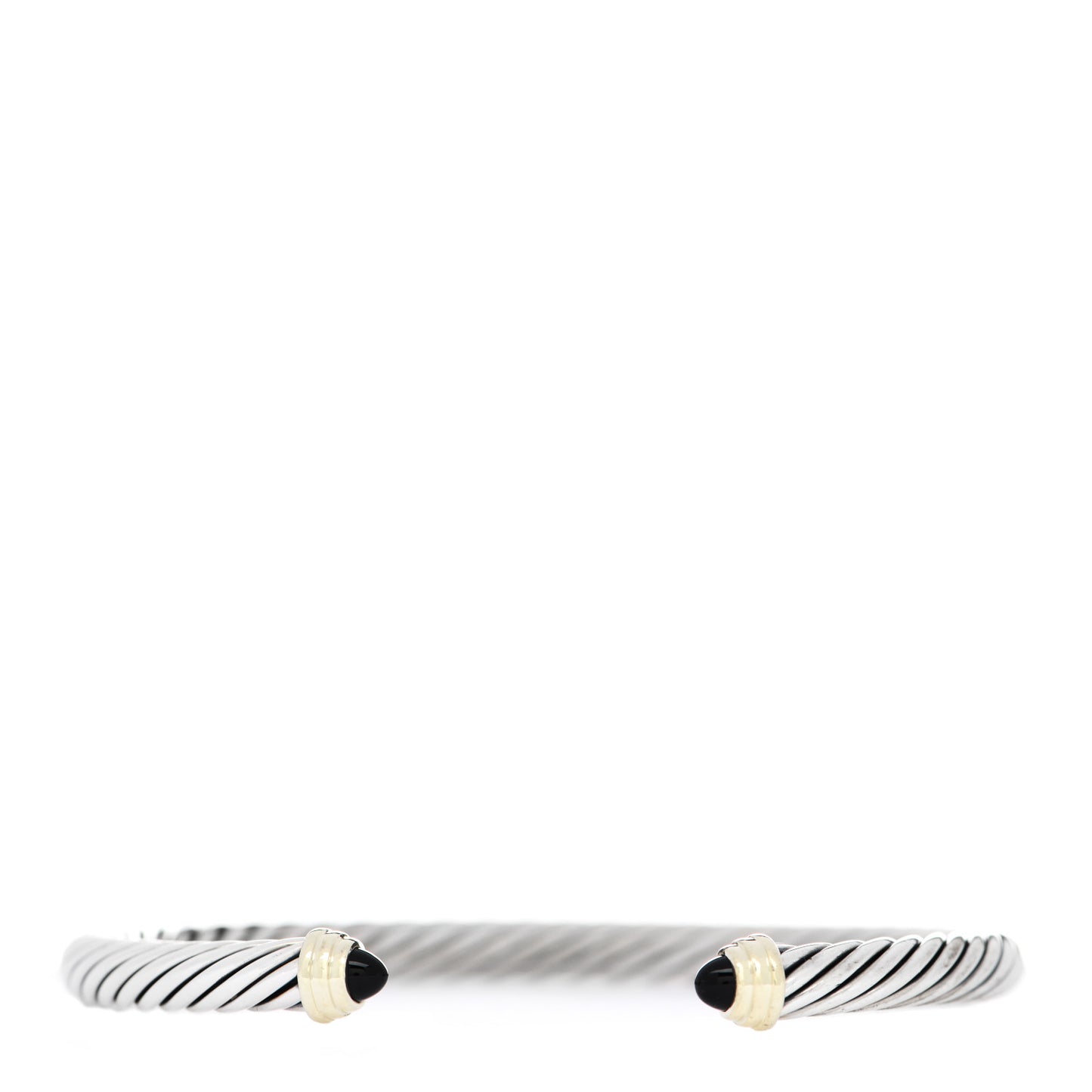 Sterling Silver 14K Yellow Gold Black Onyx 5mm Cable Classics Petite Color Bracelet