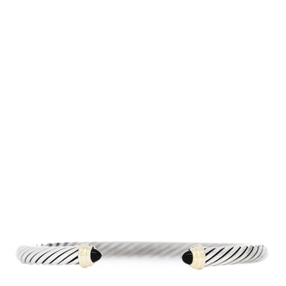 David Yurman Sterling Silver 14K Yellow Gold Black Onyx 5mm Cable Classics Petite Color Bracelet 1 of 3