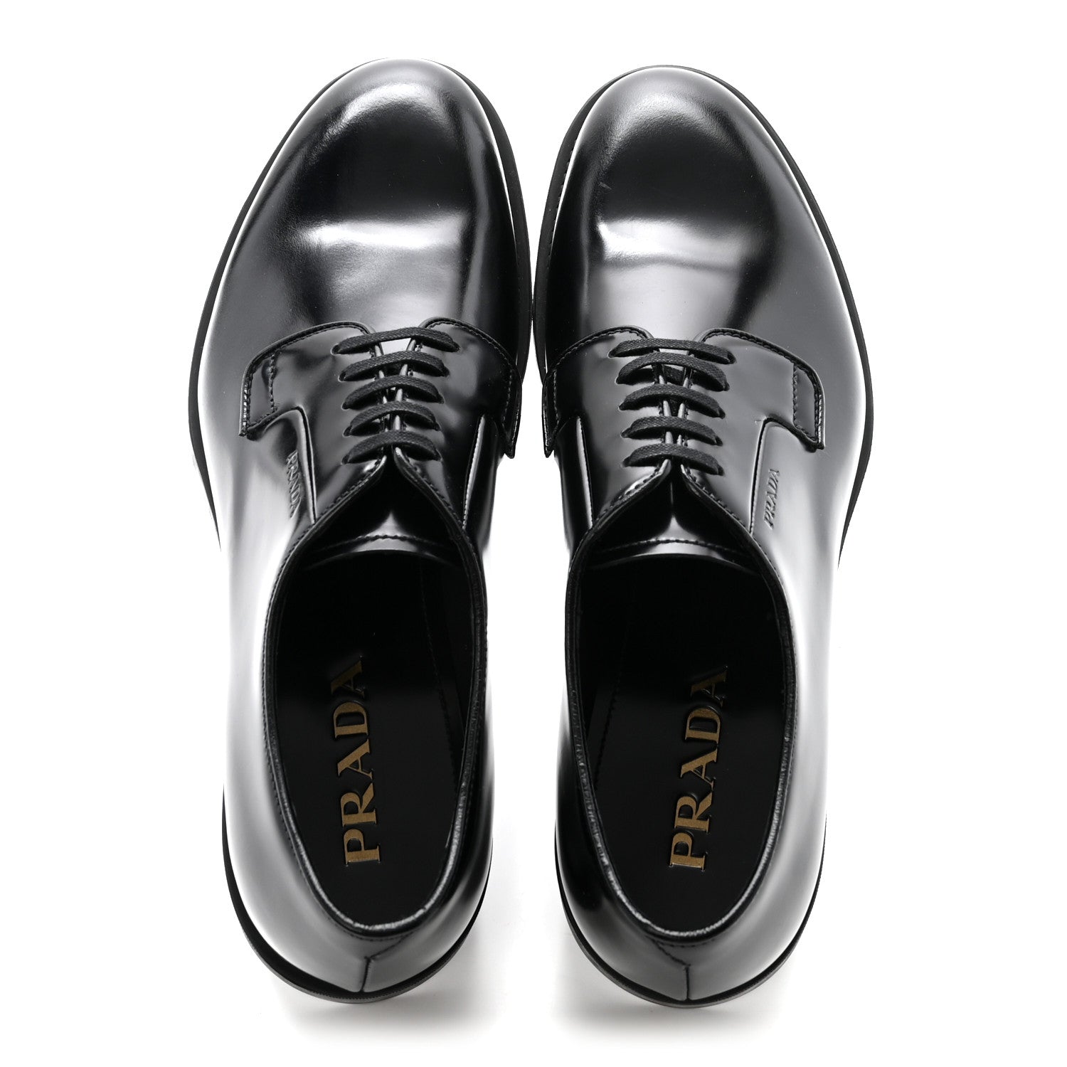 Prada Spazzolato Mens Derby Loafers 7.5 Black 2 of 9