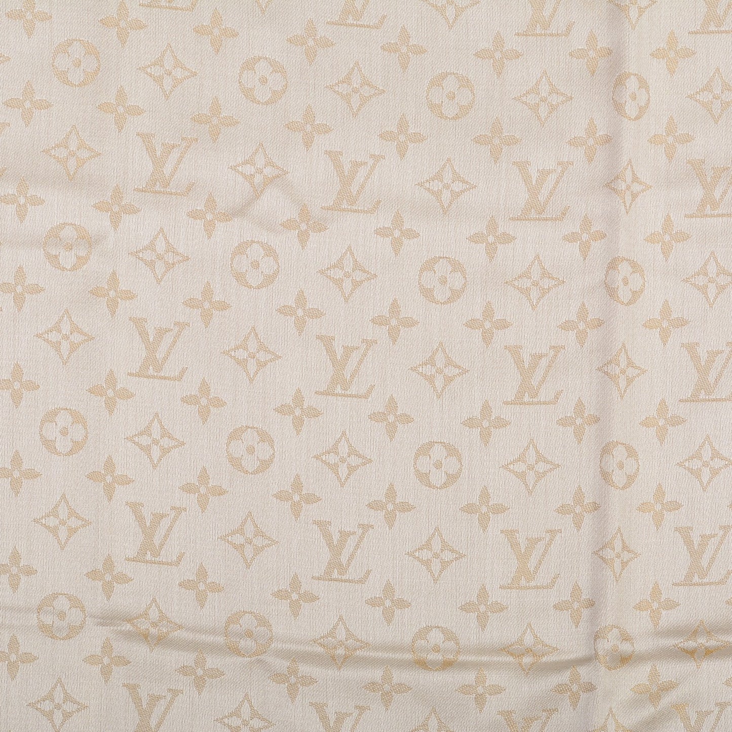 Silk Wool Monogram Shine Shawl White
