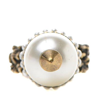 Gucci Metal Pearl Ring 6.25 Aged Gold 1 of 6