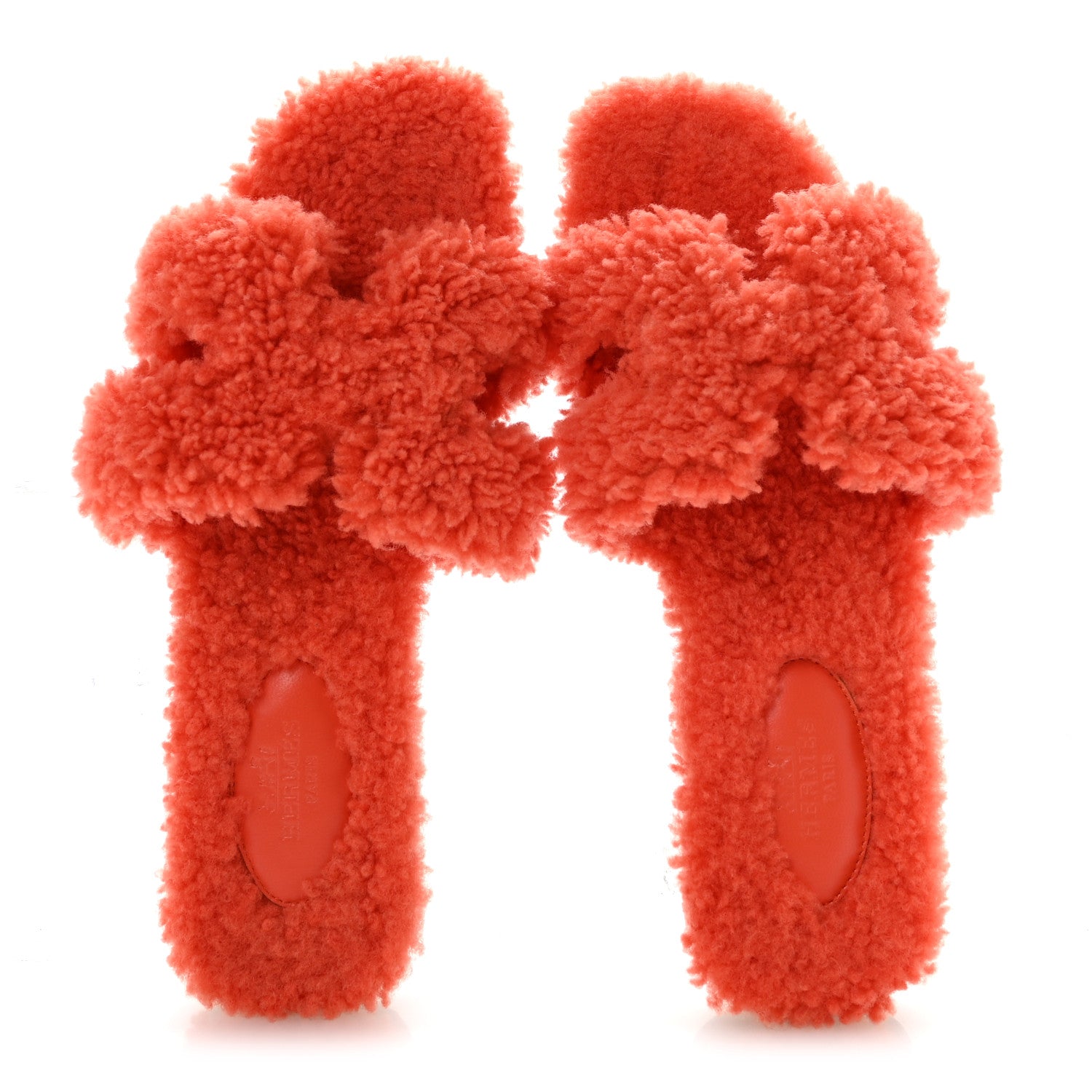 Hermes Woolskin Oran Sandals 37 Orange 2 of 8