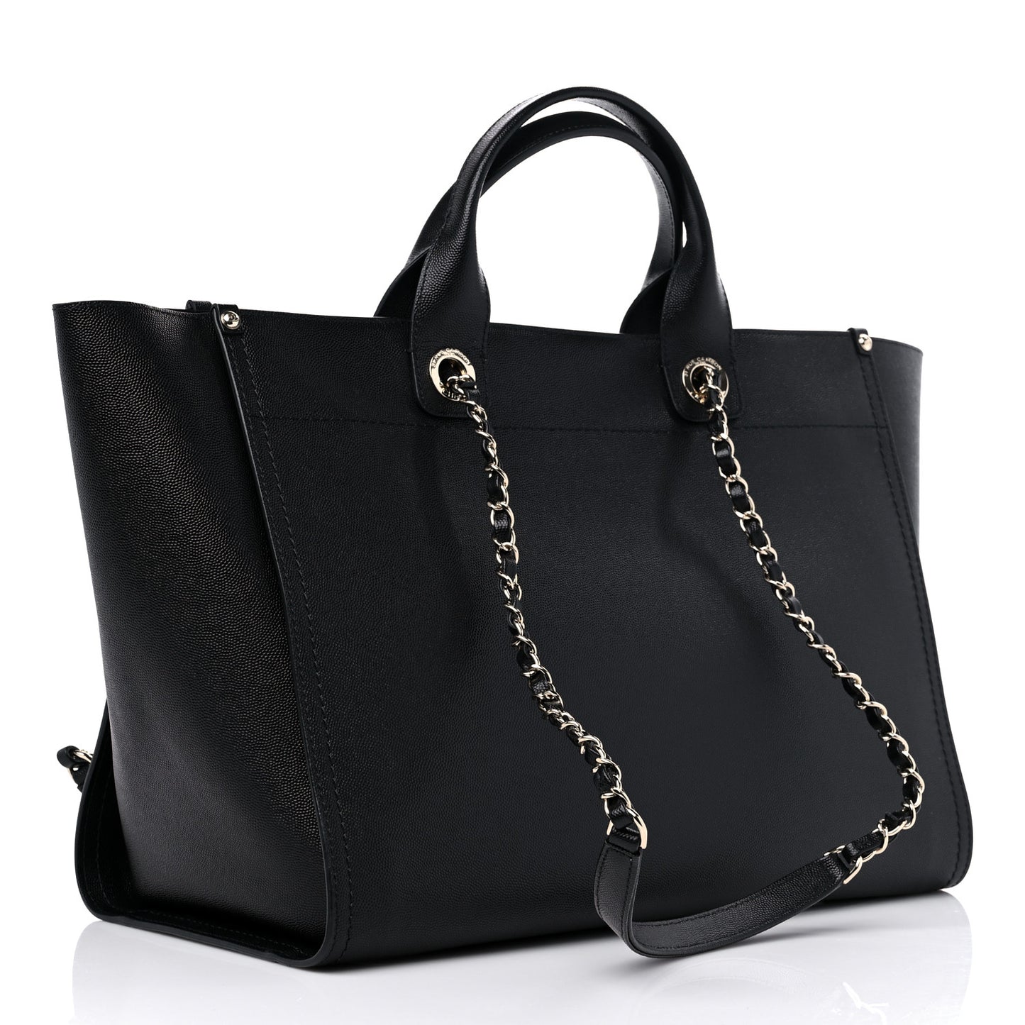 Caviar Medium Studded Deauville Tote Black