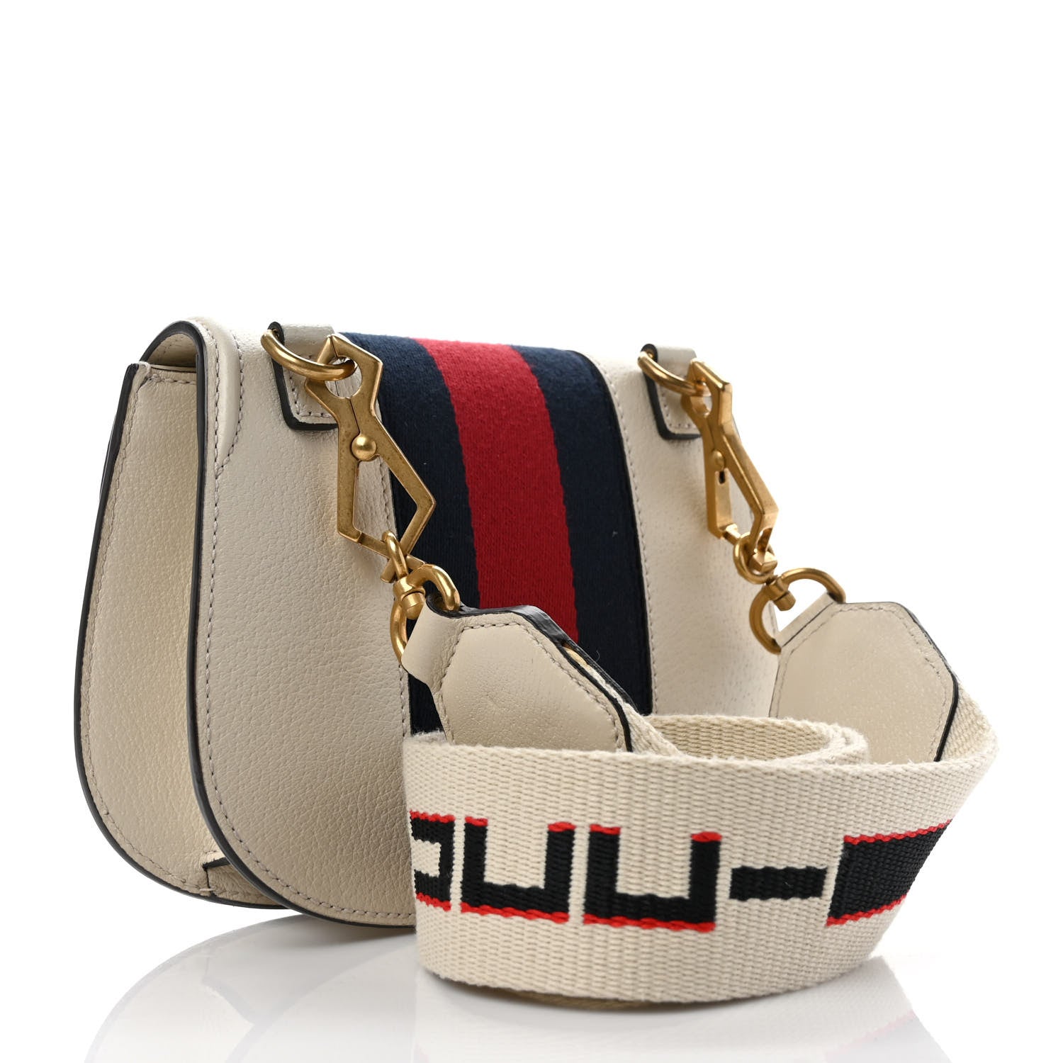 Gucci Calfskin Web Stripe Butterfly Small Totem Shoulder Bag White 4 of 10