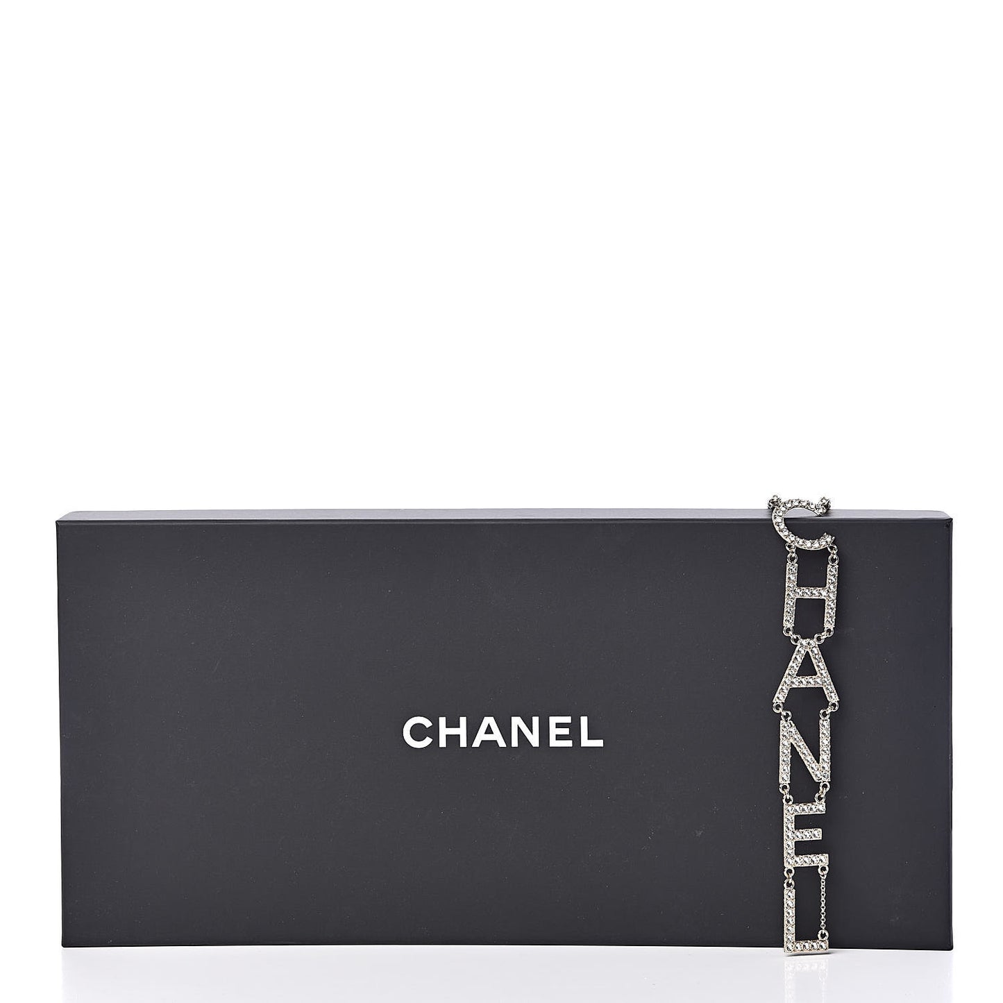 Metal Crystal Cha-Nel Logo Necklace Gold