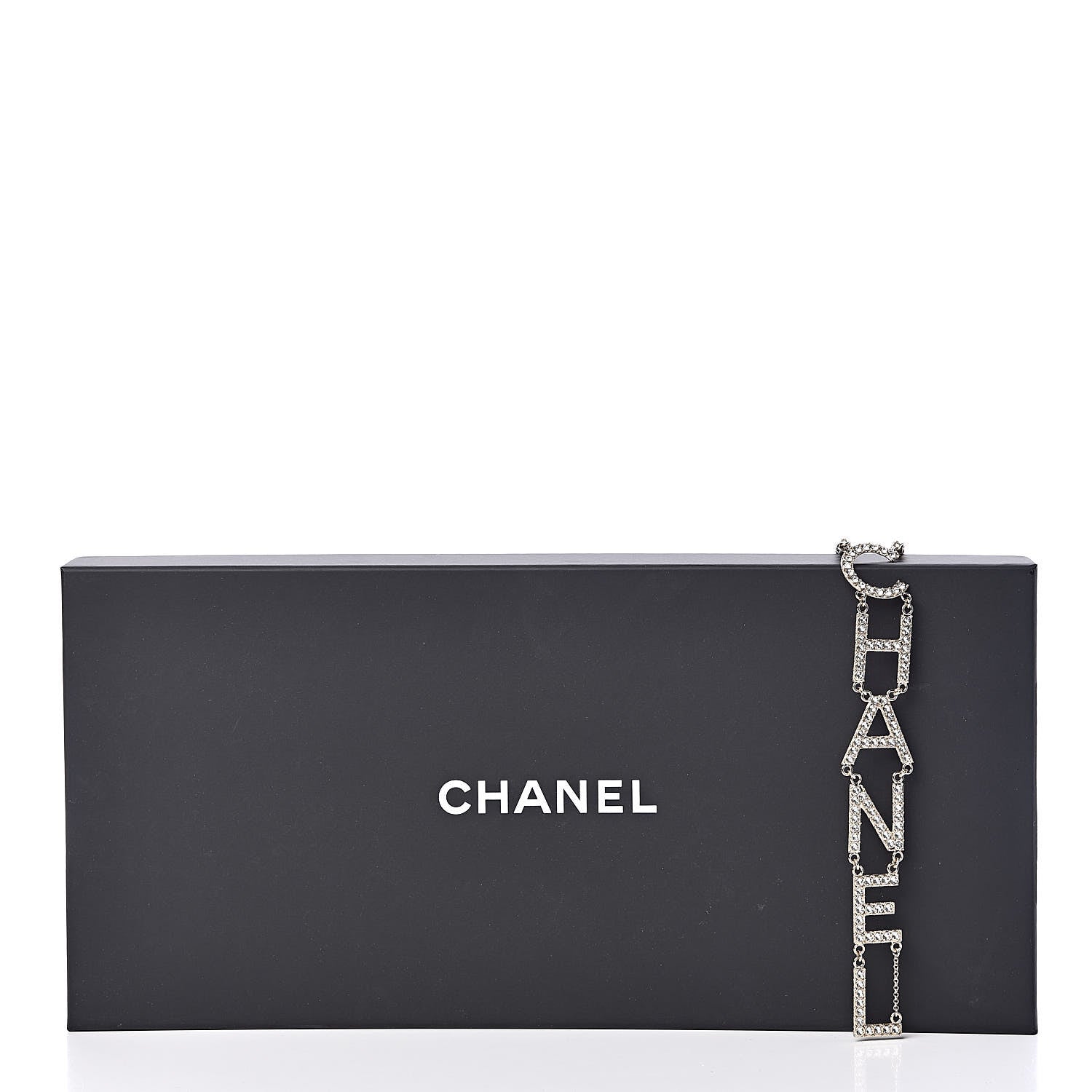 Chanel Metal Crystal Cha-Nel Logo Necklace Gold 5 of 5