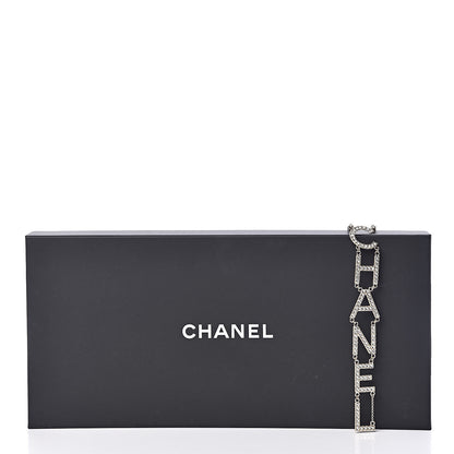 Chanel Metal Crystal Cha-Nel Logo Necklace Gold 5 of 5