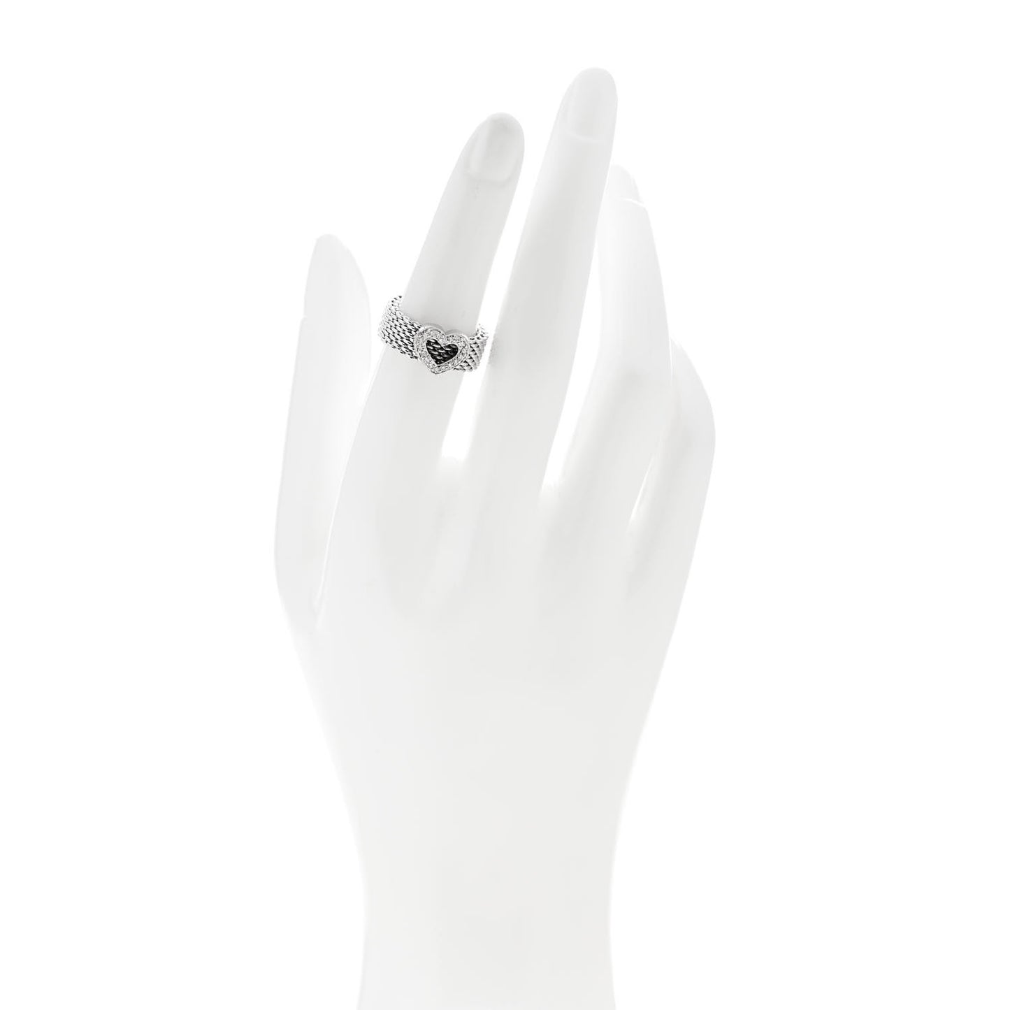 White Gold Diamond Somerset Mesh Heart Ring 51 5.75