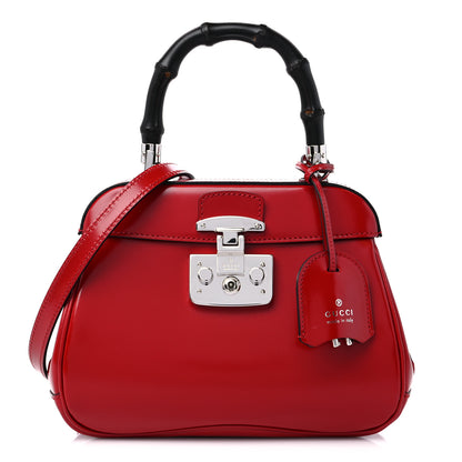 Gucci Regent Calfskin Bamboo Mini Lady Lock Top Handle Bag Hibiscus Red 1 of 13