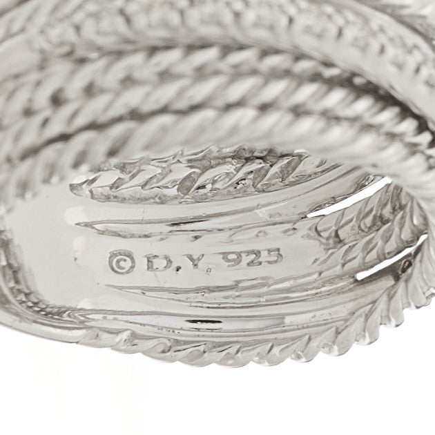 David Yurman Sterling Silver Diamond 12mm Wide Crossover Cable Ring 54 7 4 of 4