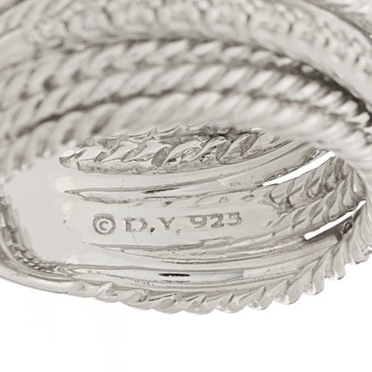 David Yurman Sterling Silver Diamond 12mm Wide Crossover Cable Ring 54 7 4 of 4