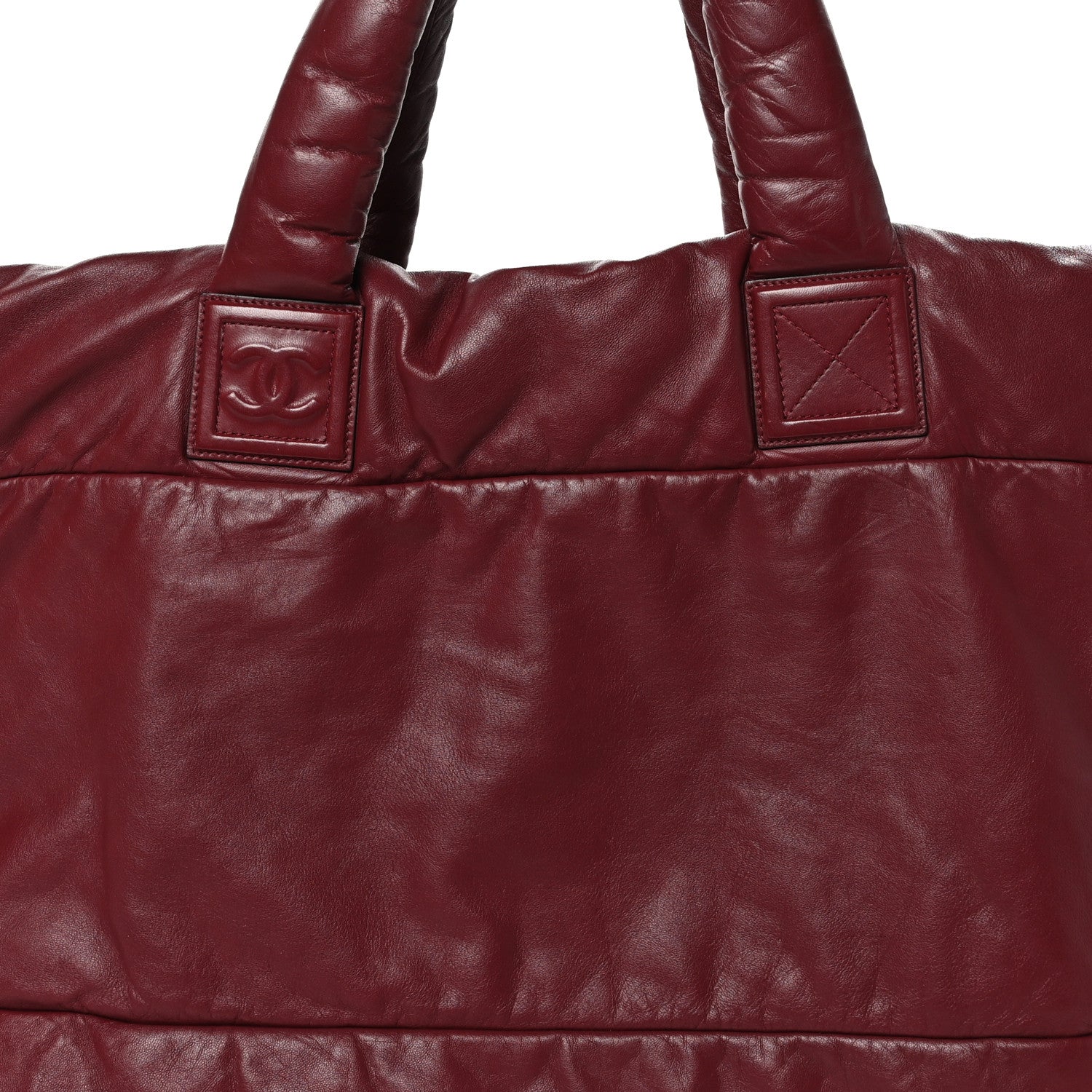 Chanel Lambskin Quilted Extra Large Coco Cocoon Reversible Tote Burgundy Black 8 of 10