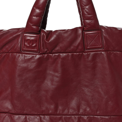 Chanel Lambskin Quilted Extra Large Coco Cocoon Reversible Tote Burgundy Black 8 of 10