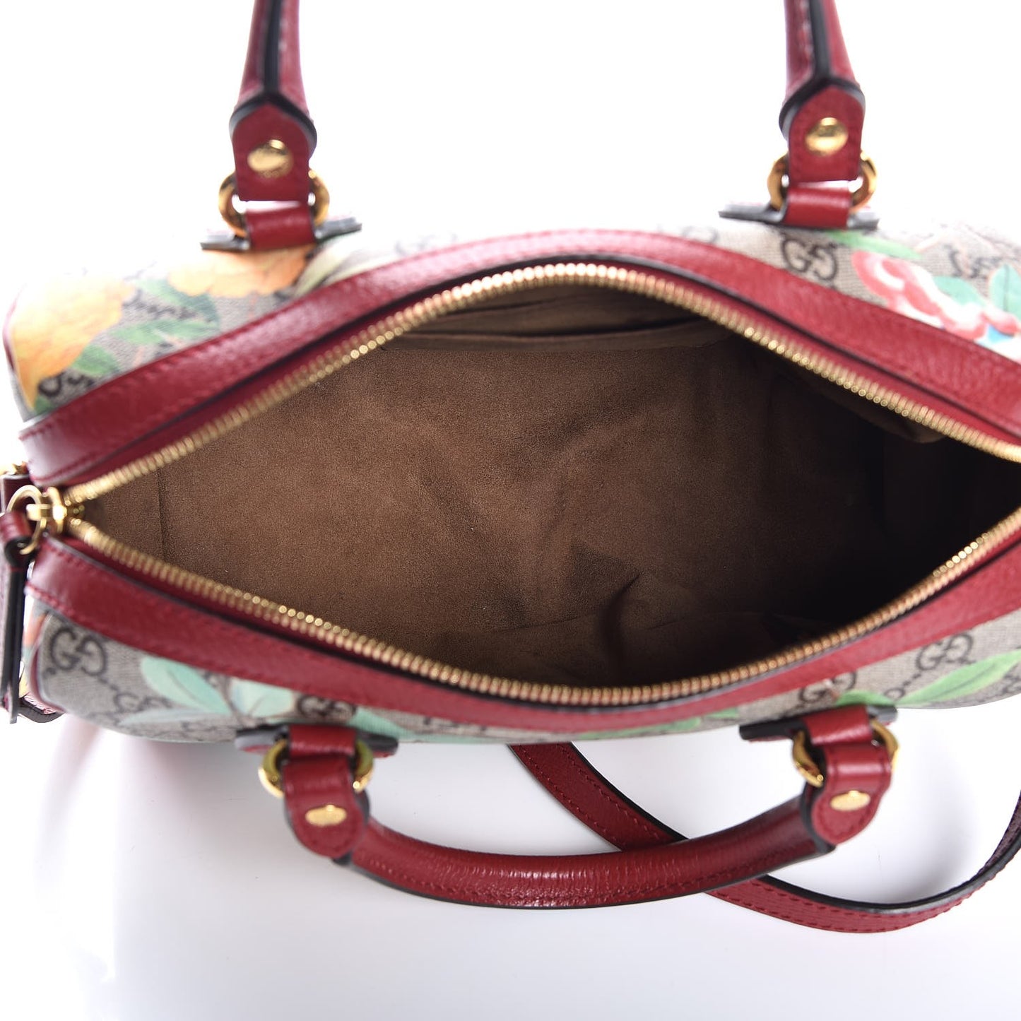 GG Supreme Monogram Tian Small Boston Beige Multicolor Red