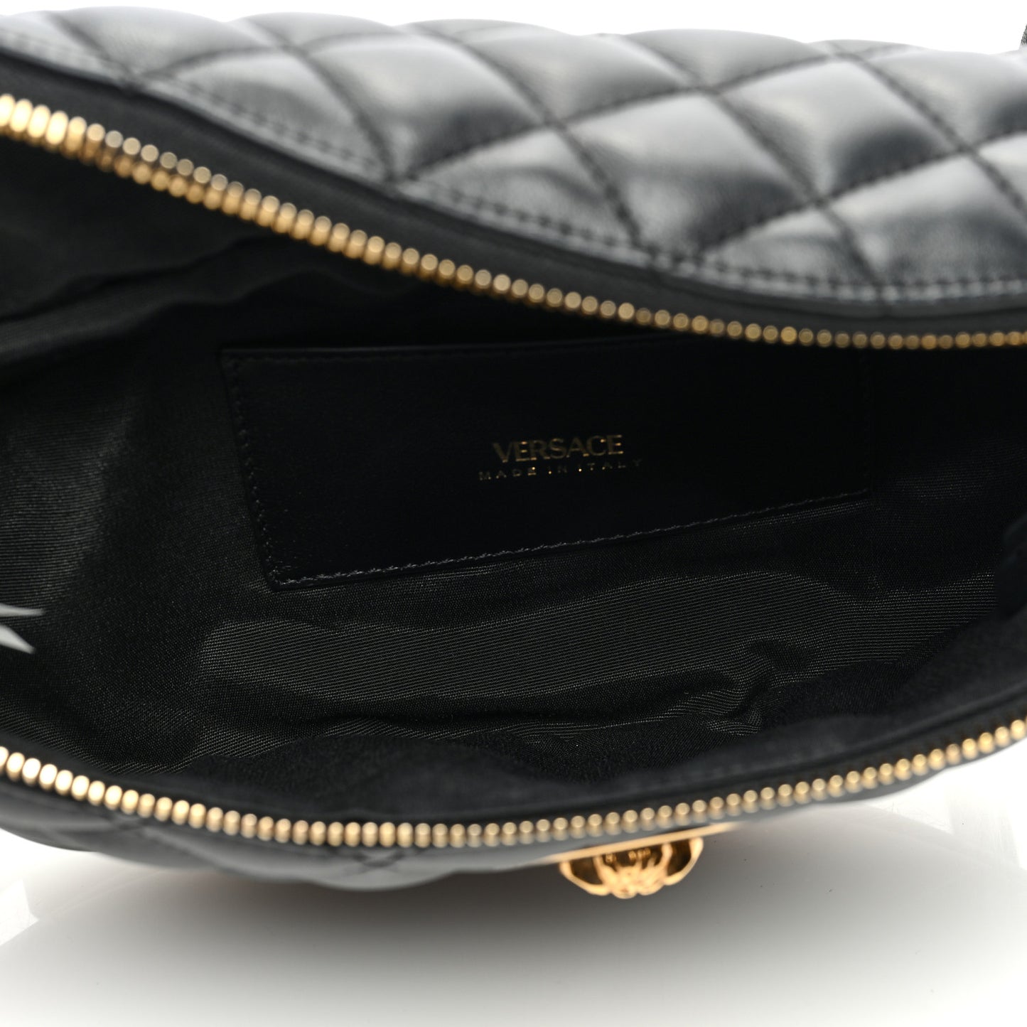 Nappa Quilted Medusa Belt Bag Black