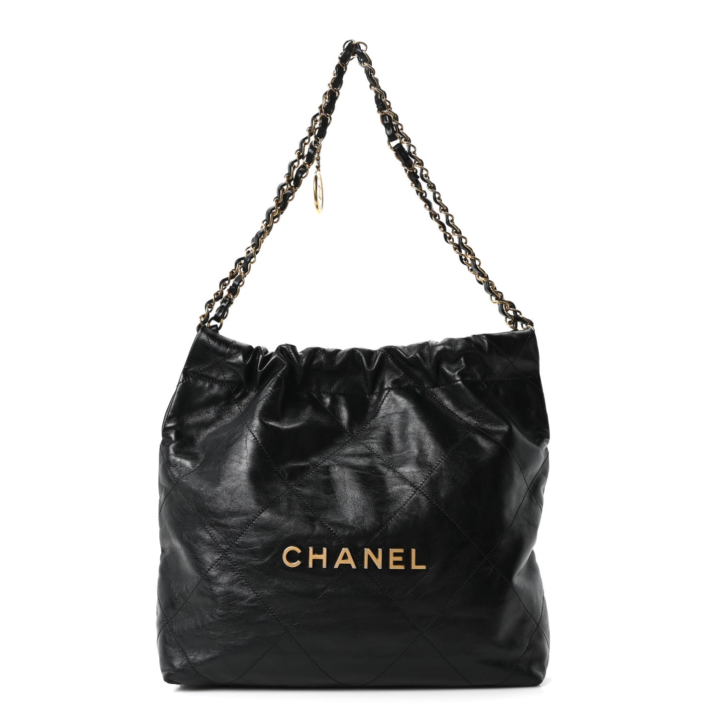 Shiny Calfskin Quilted Small Chanel 22 Black