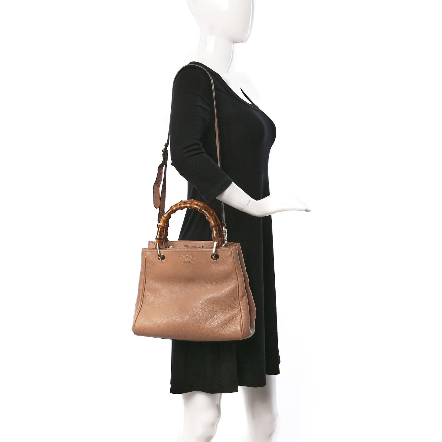 Calfskin Small Bamboo Shopper Tote Camelia