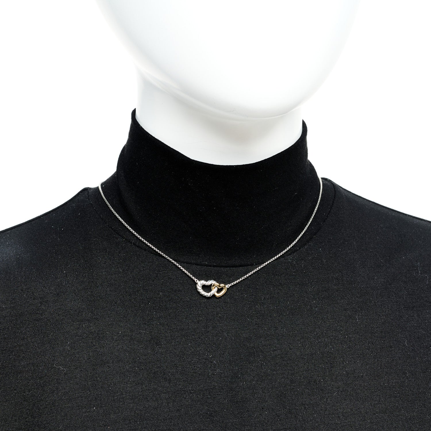 David Yurman Sterling Silver 18K Yellow Gold Belmont Heart Pendant Necklace 2 of 5