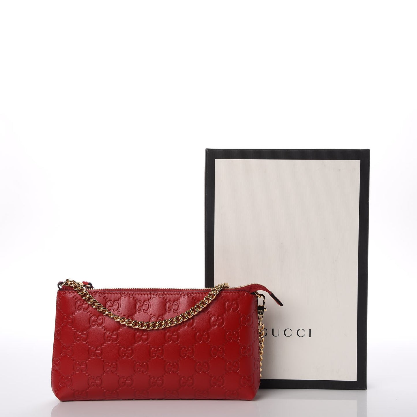 Guccissima Signature Wrist Wallet Hibiscus Red