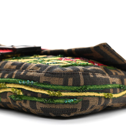 Fendi Zucca Pony Hair Embroidered Baguette Tobacco 10 of 10