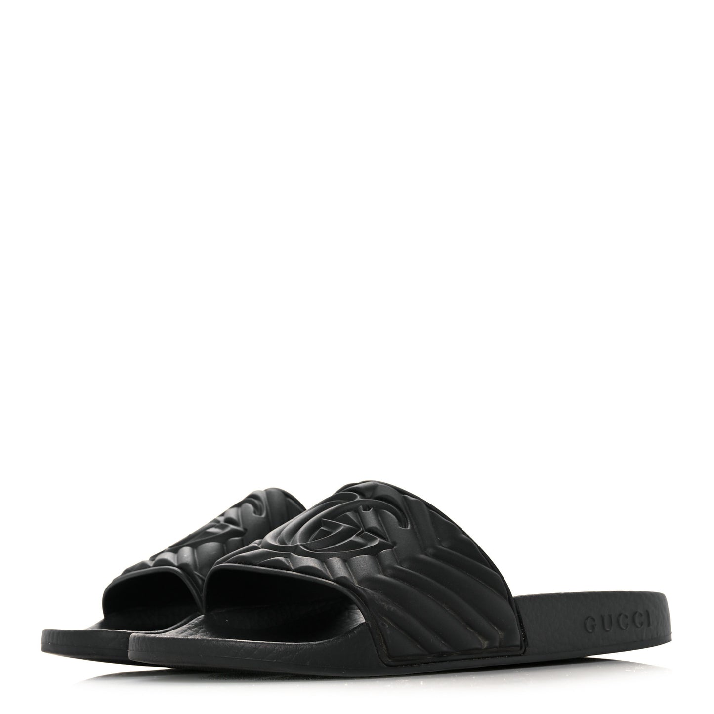 Rubber Matelasse Womens Slide Sandals 35 Black