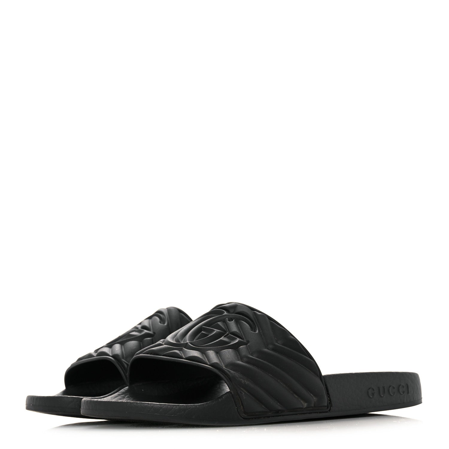 Gucci Rubber Matelasse Womens Slide Sandals 35 Black 3 of 10