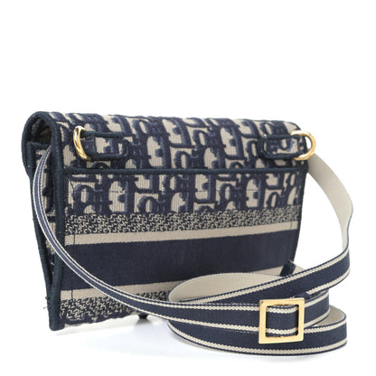 Christian Dior Oblique Slim Saddle Pouch Blue 2 of 4