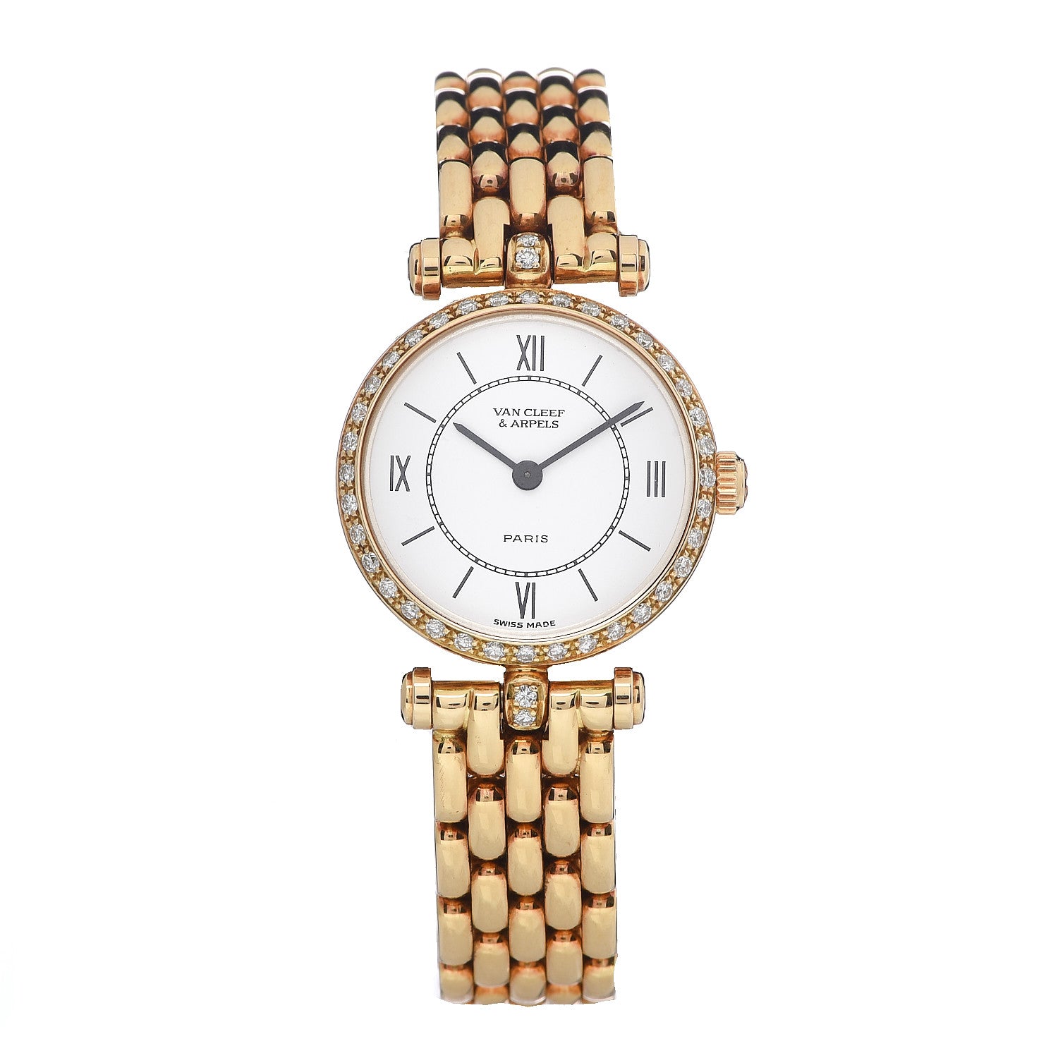 Van Cleef & Arpels 18K Yellow Gold Diamond Bezel 20mm Classic Quartz Watch 1 of 6