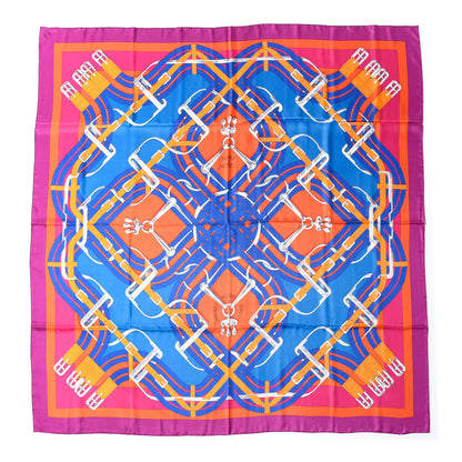 Hermes Silk Mors A Jouet Scarf 140 Fuchsia Cobalt Capucine 1 of 6