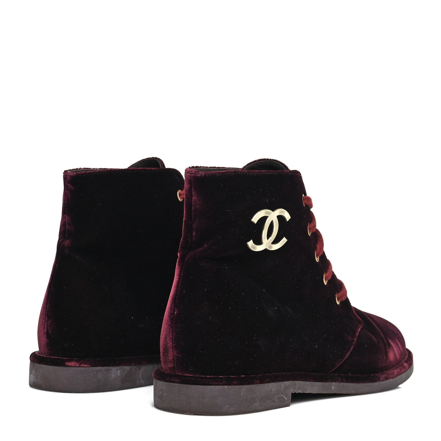 Velvet CC Lace Up Boots 41.5 Burgundy