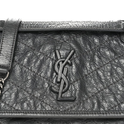Saint Laurent Crinkled Calfskin Matelasse Monogram Baby Niki Chain Satchel Storm 8 of 13