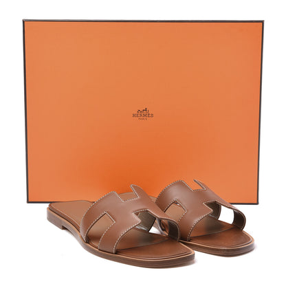 Hermes Box Calfskin Oran Sandals 36 Gold 11 of 11
