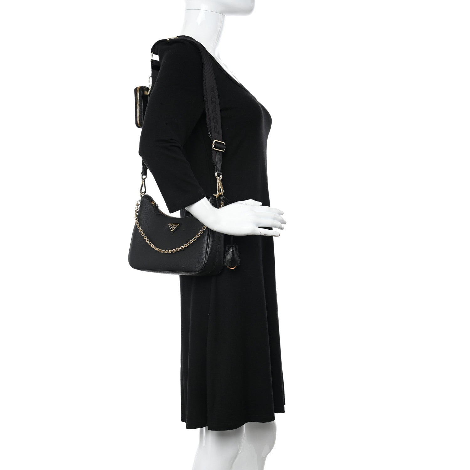 Prada Saffiano Lux Re-Edition 2005 Shoulder Bag Black 2 of 9