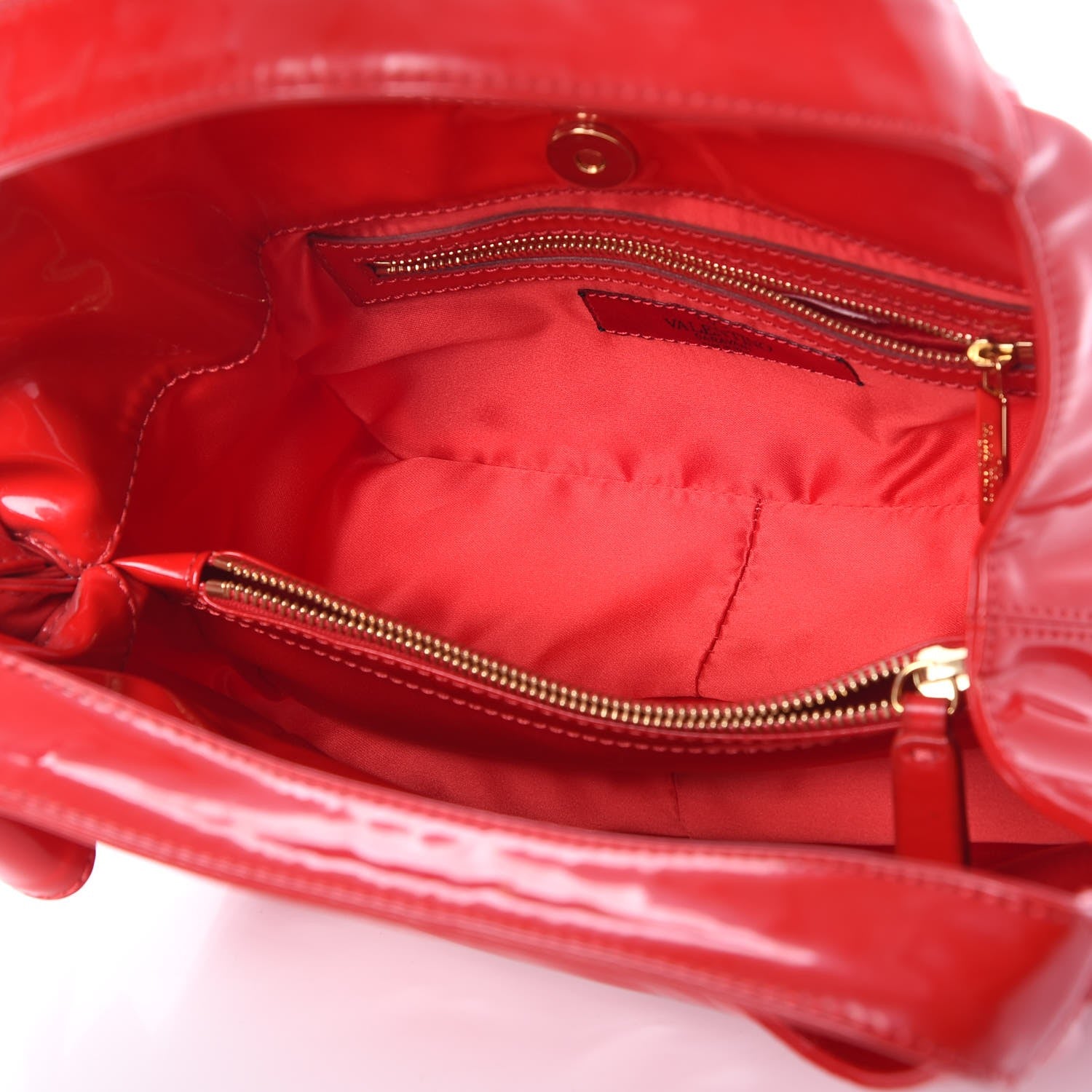Valentino Garavani Patent Lacca Small Nuage Bow Hobo Red 5 of 10