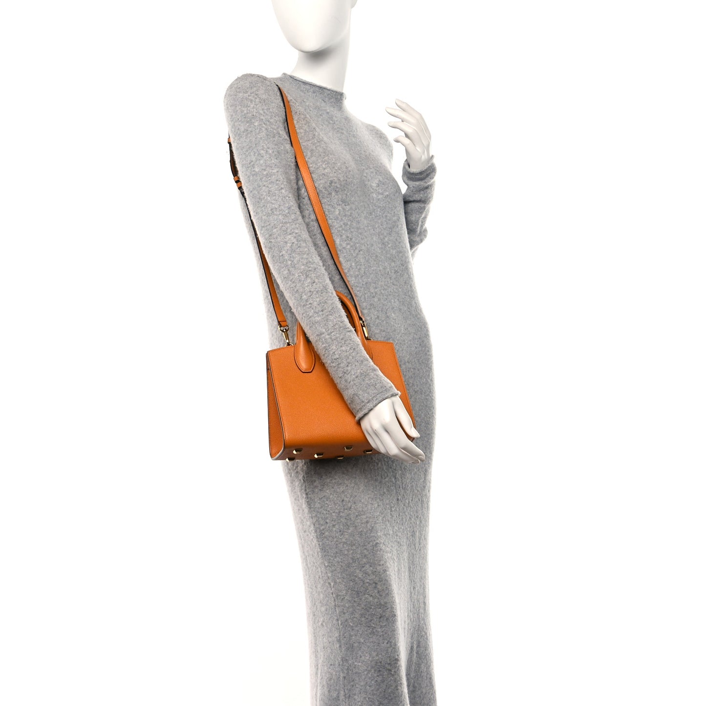 Hammered Calfskin Small The Studio Box Bag Orange