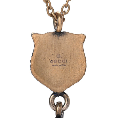 Gucci Metal Crystal Pearl Tiger Head Necklace Aged Gold 4 of 4