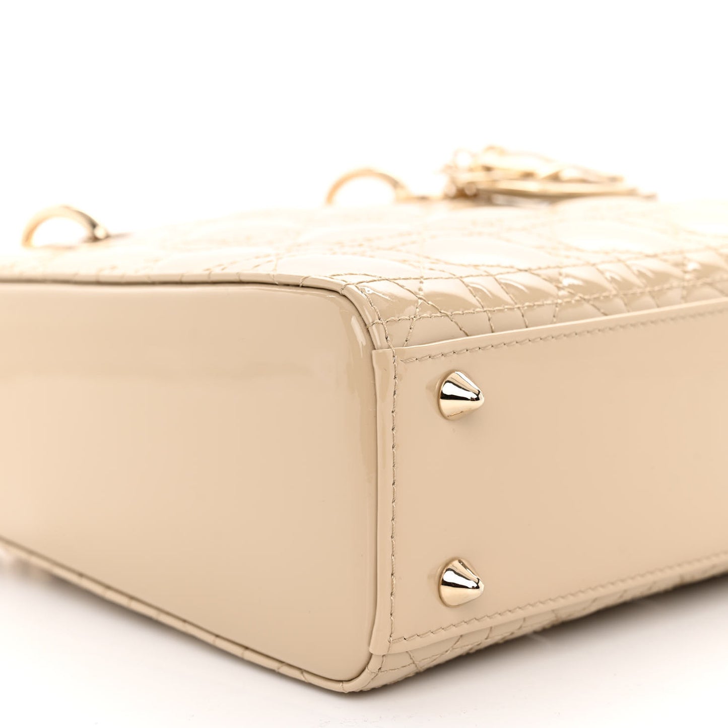 Patent Cannage Small Lady Dior Beige