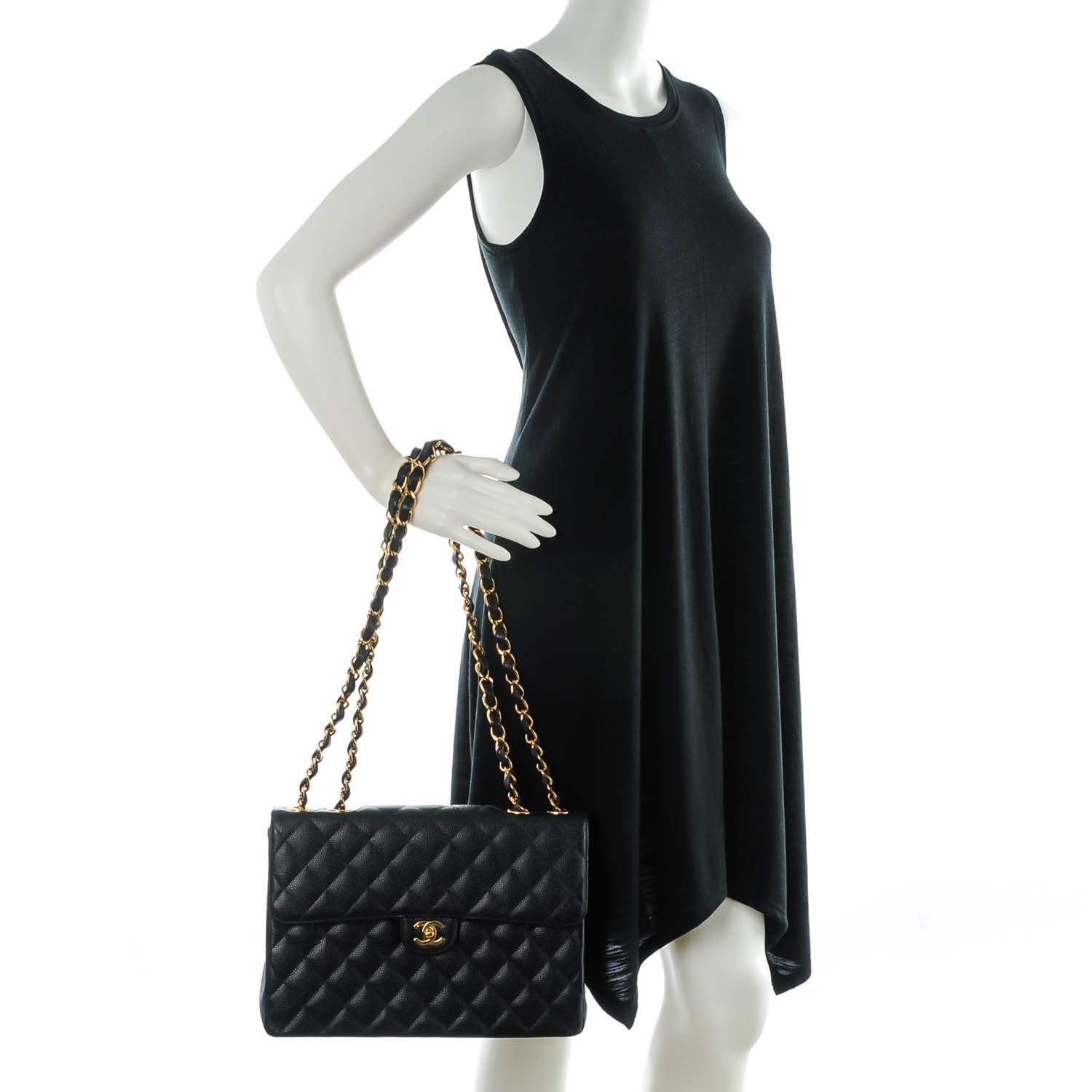 Chanel Caviar Quilted Jumbo Single Flap Black 2 of 8