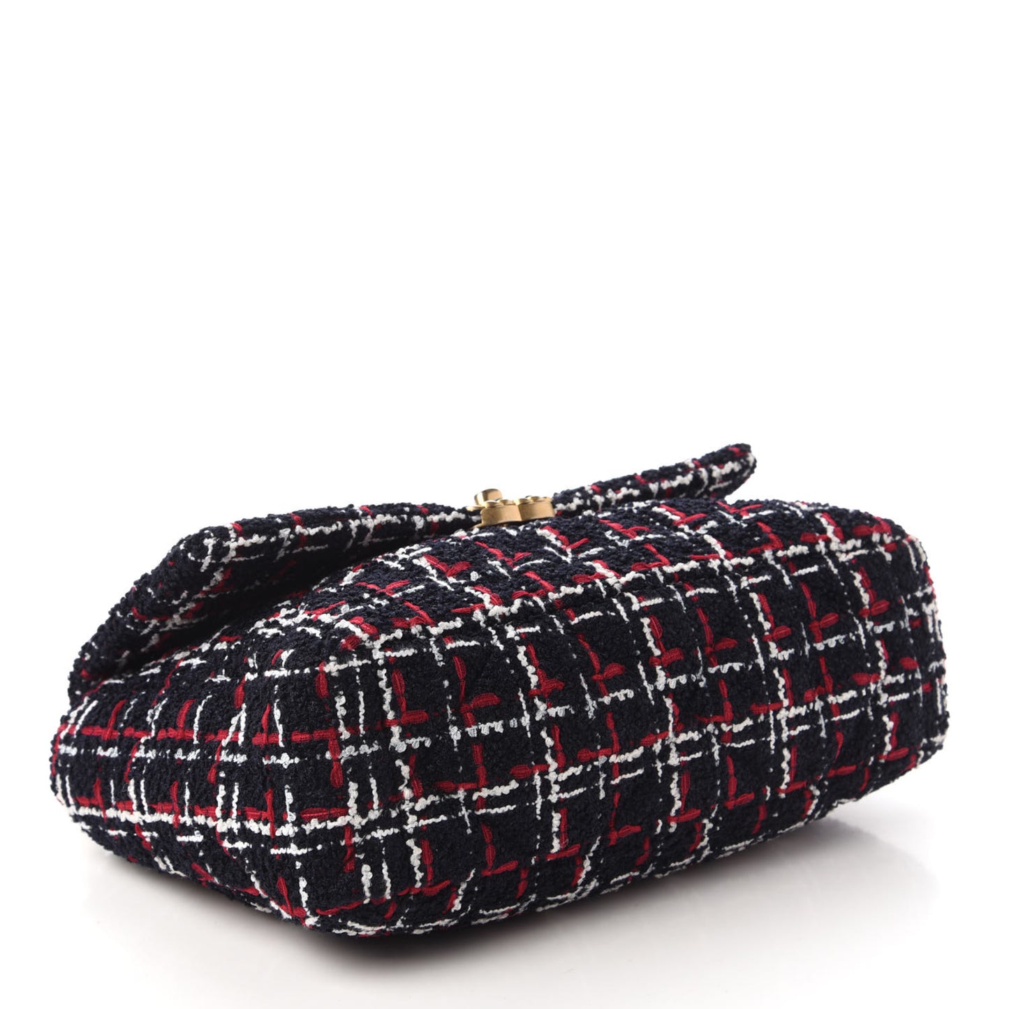 Tweed Quilted Large Chanel 19 Flap Navy Blue White Red