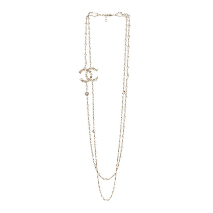 Chanel Crystal Pearl CC Charms Long Necklace Gold 3 of 5