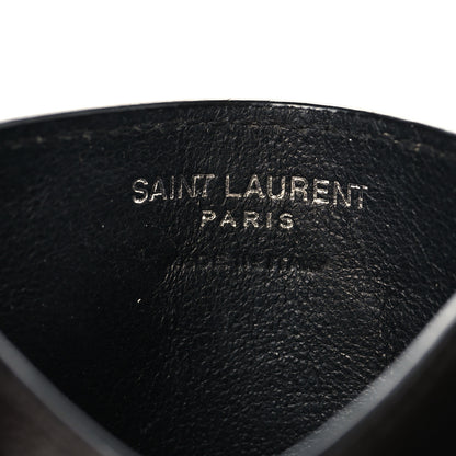 Saint Laurent Grain De Poudre Matelasse Chevron Monogram Credit Card Case Black 6 of 7