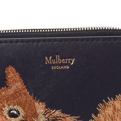 Mulberry Smooth Calfskin Squirrel Embroidered Part Zip Coin Pouch Navy 6 of 10