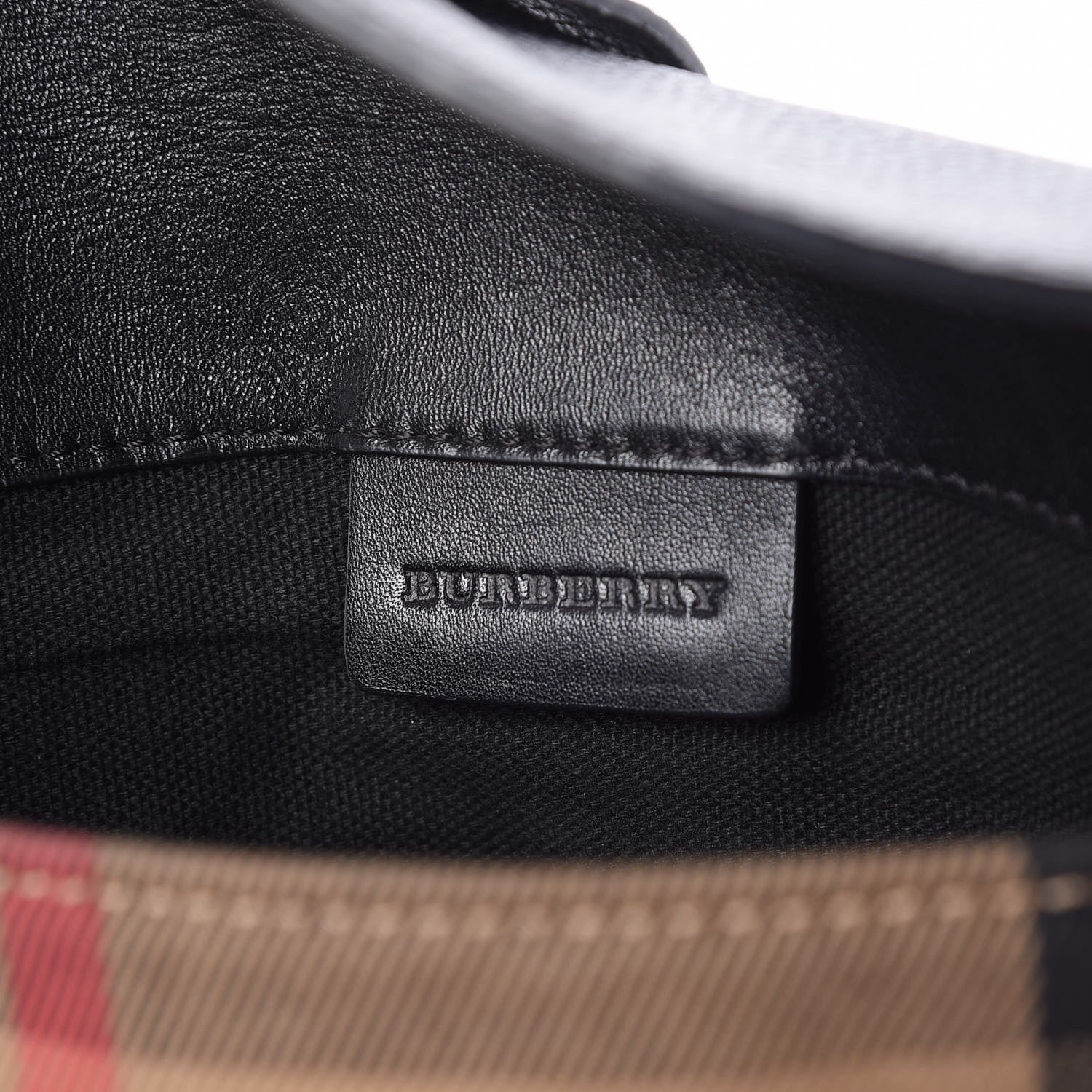 Burberry Horseshoe Calfskin House Check Small Milton Crossbody Bag Black 6 of 10