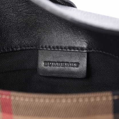 Burberry Horseshoe Calfskin House Check Small Milton Crossbody Bag Black 6 of 10