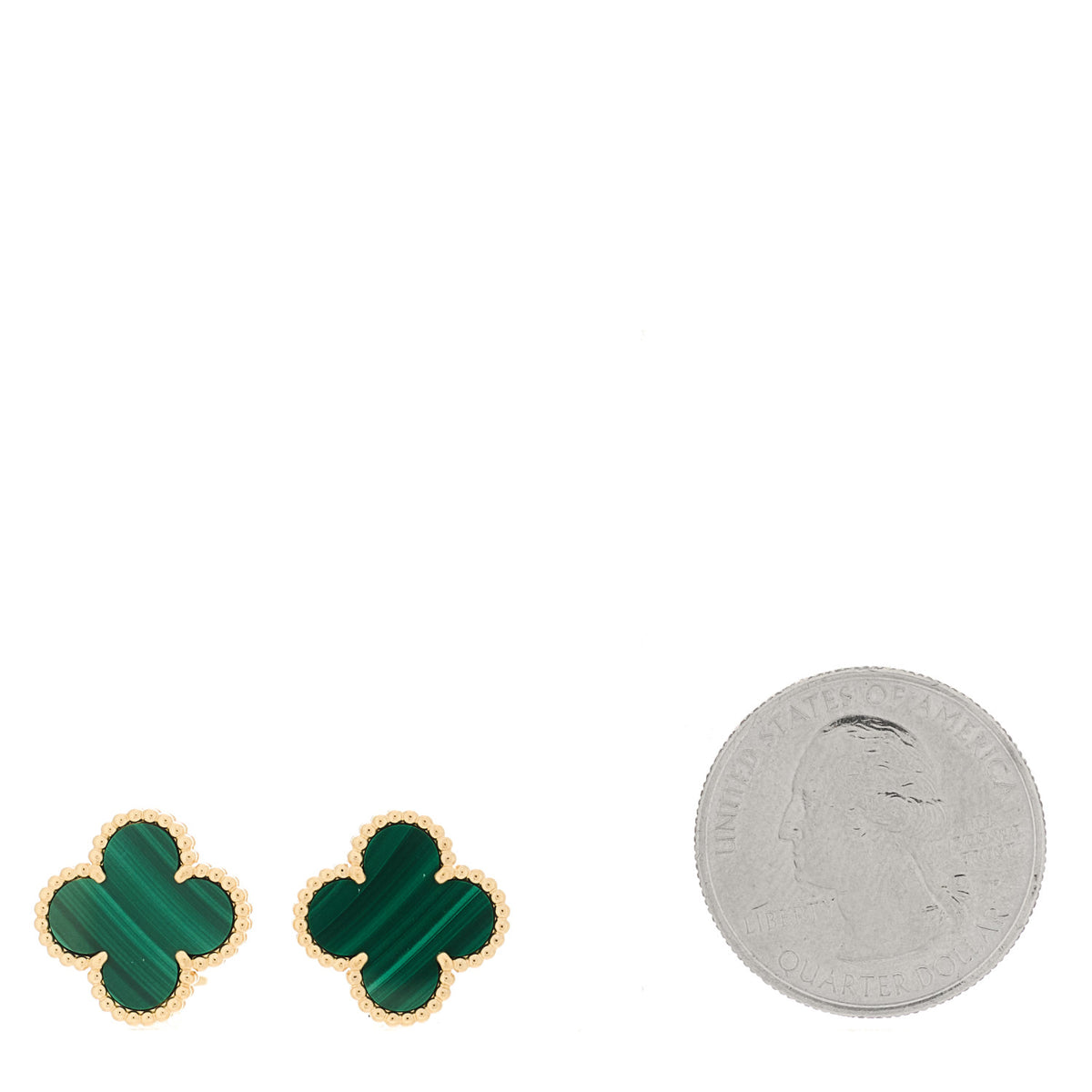 18K Yellow Gold Malachite Vintage Alhambra Earrings