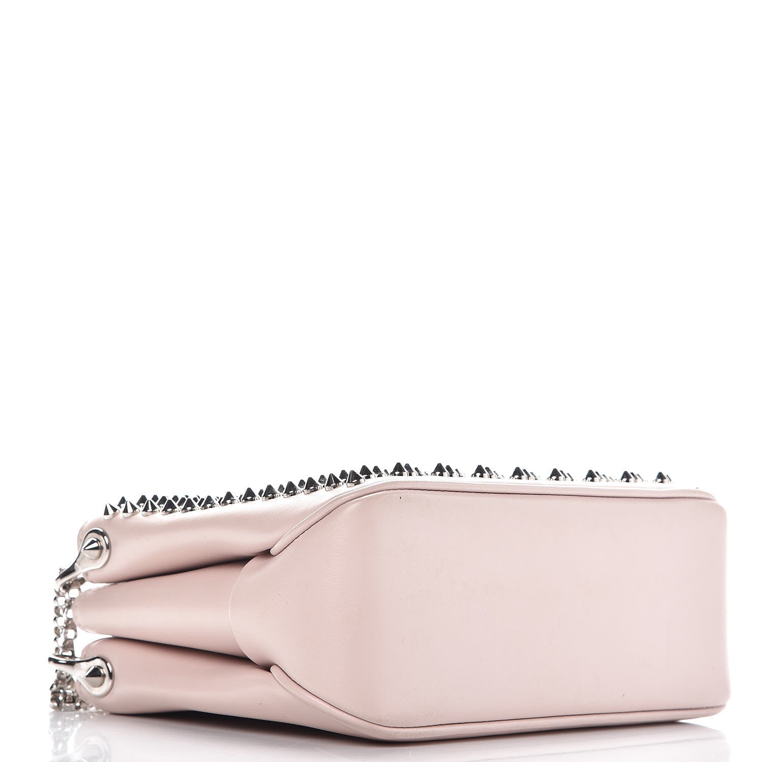 Christian Louboutin Calfskin Small Triloubi Paris Spikes Chain Bag Ballerina Silver 4 of 8