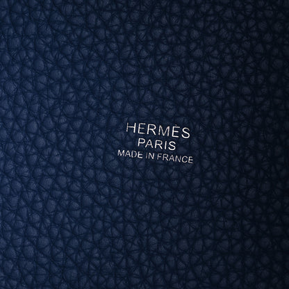 Hermes Taurillon Clemence Casaque Picotin Lock 22 MM Bleu Saphir Bleu Brighton 6 of 10