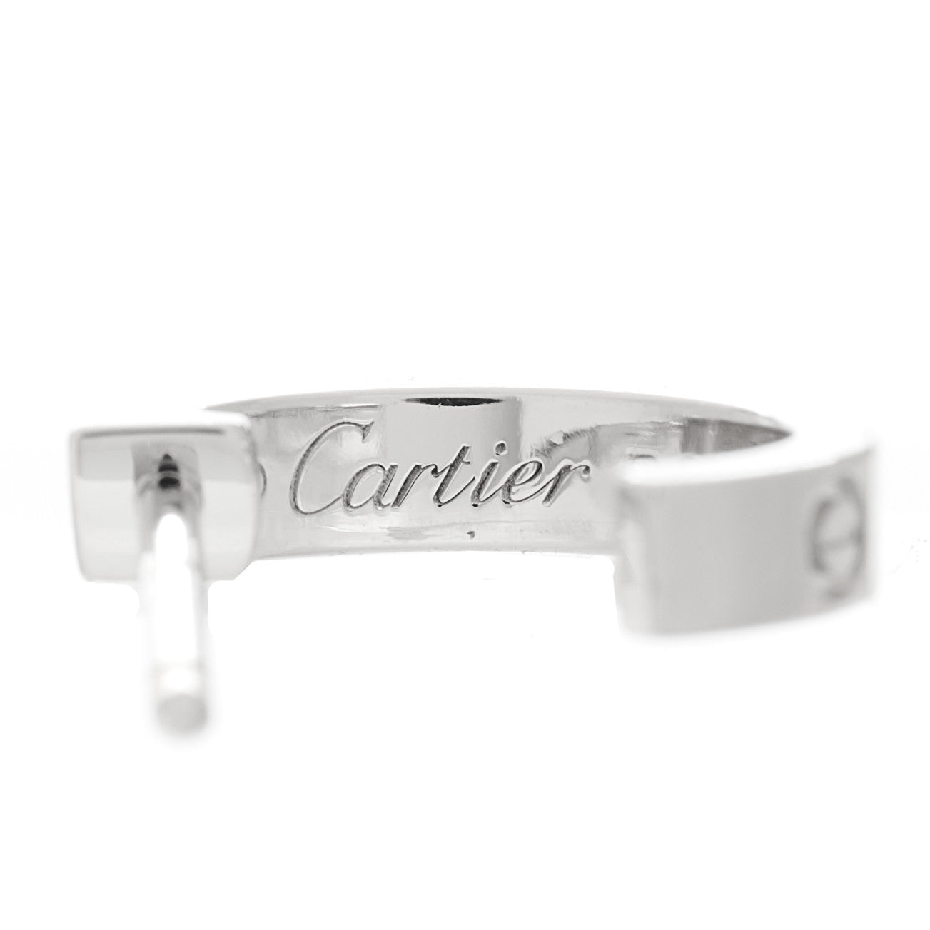 18K White Gold Small LOVE Hoop Earrings